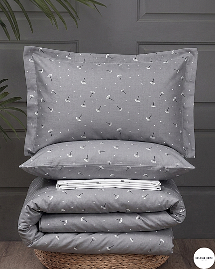 %100 Pamuklu Çift Kişilik Meva Lina Nevresim Takımı 200x220 Cm Gri
