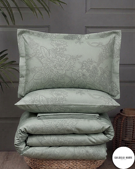 %100 Pamuklu Çift Kişilik Noktalı Güller Nevresim Takımı 200x220 Cm