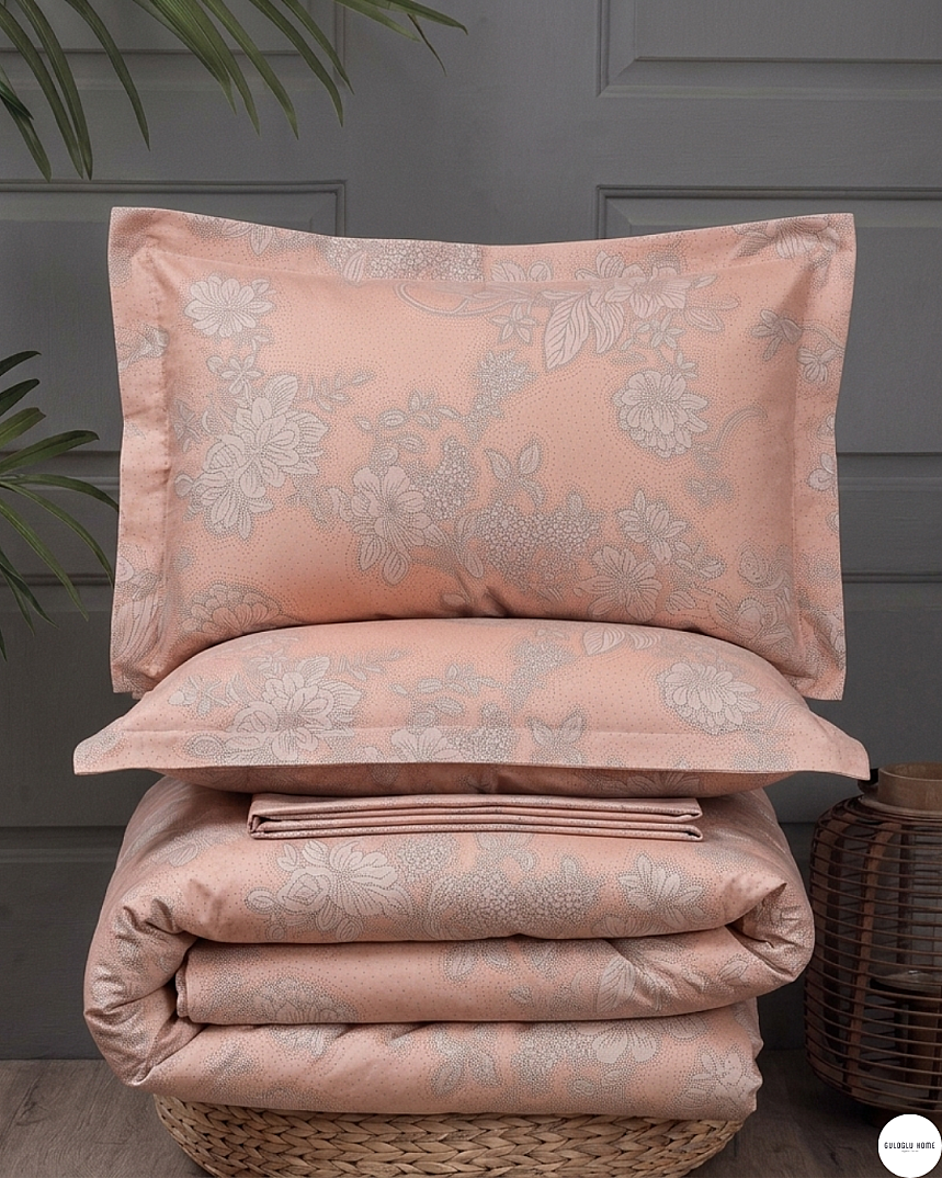 %100 Pamuklu Çift Kişilik Noktalı Güller Nevresim Takımı 200x220 Cm - 4
