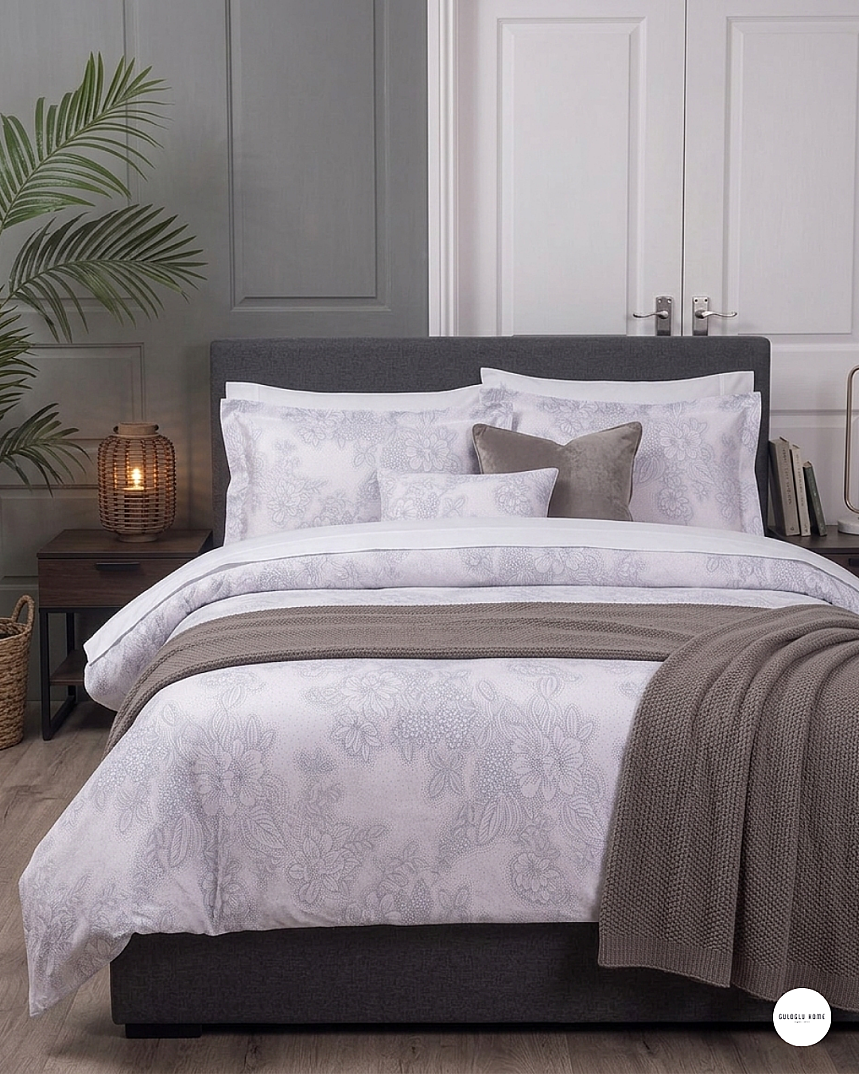 %100 Pamuklu Çift Kişilik Noktalı Güller Nevresim Takımı 200x220 Cm - 7