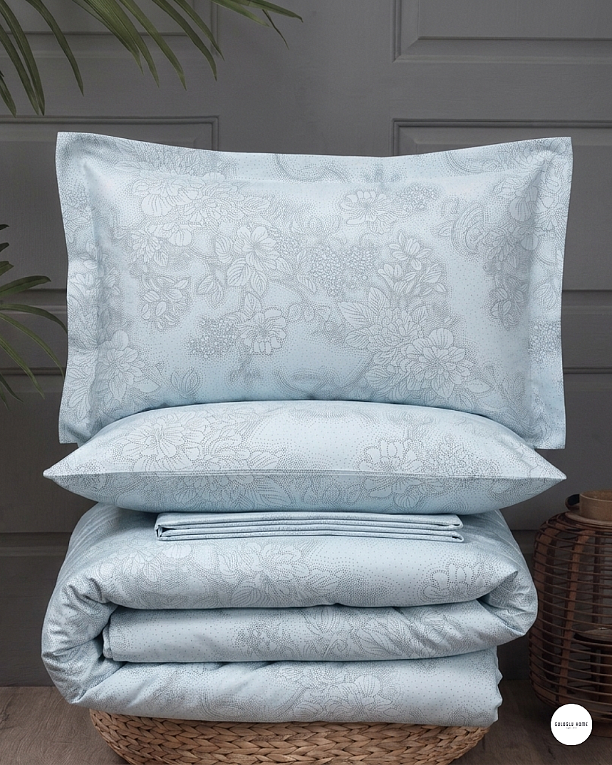 %100 Pamuklu Çift Kişilik Noktalı Güller Nevresim Takımı 200x220 Cm - 9