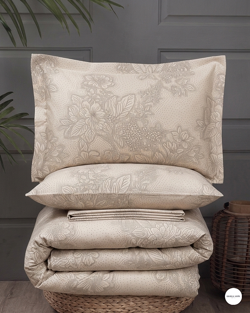 %100 Pamuklu Çift Kişilik Noktalı Güller Nevresim Takımı 200x220 Cm - 12