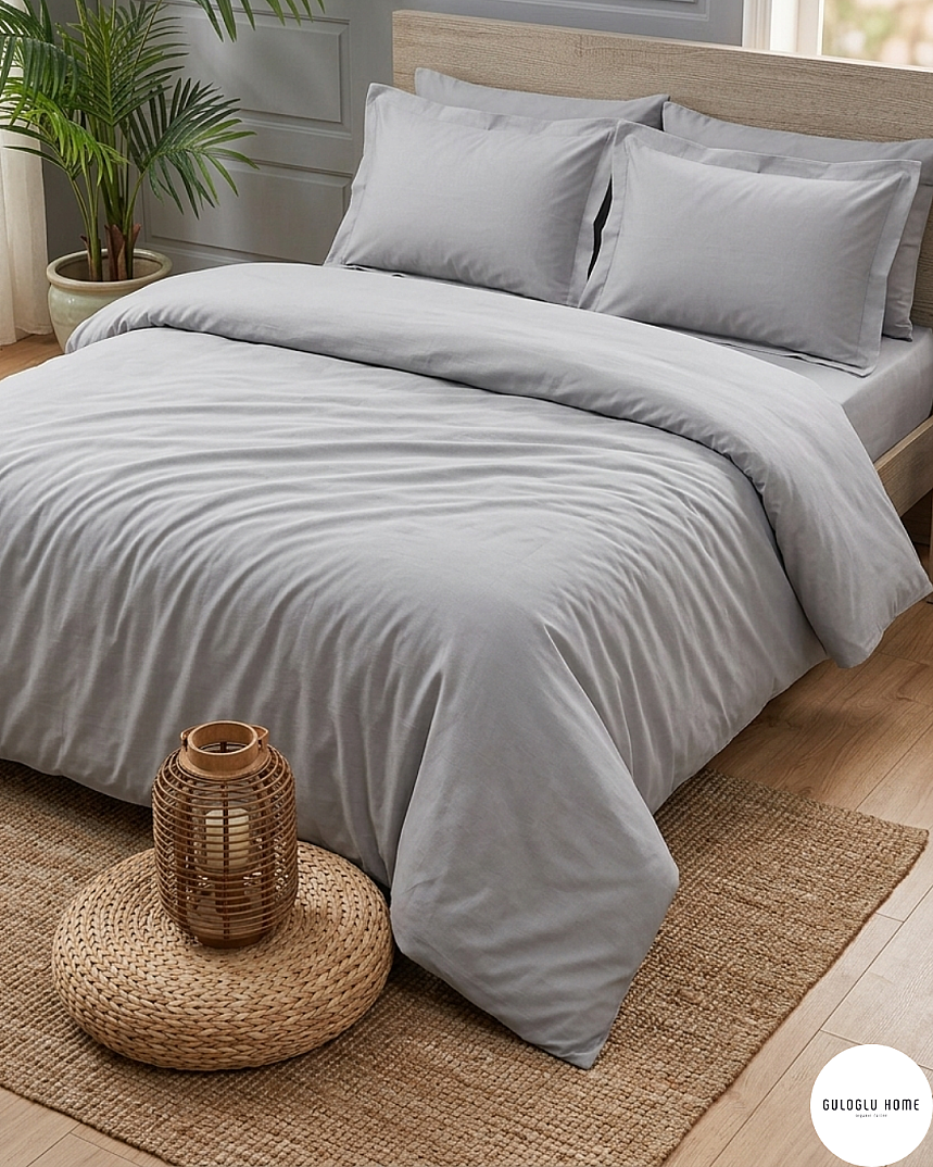%100 Pamuklu Çift Kişilik Simple Chic Nevresim Takımı 200x220 Cm - 5