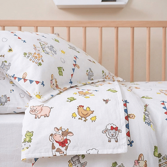 %100 Pamuklu Pazen Bebek (Flanel) Çiftlik Nevresim Seti - 2