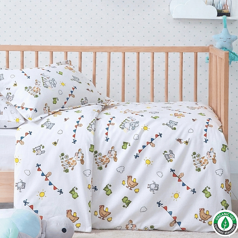 %100 Pamuklu Pazen Bebek (Flanel) Çiftlik Nevresim Seti - 4