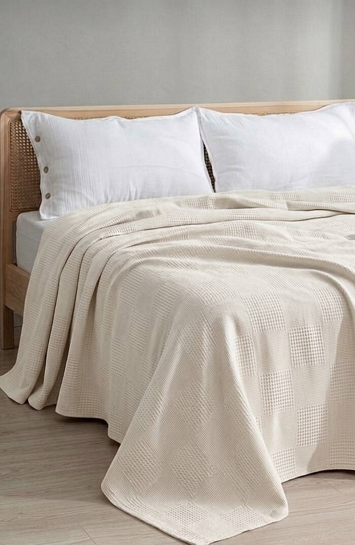 %100 Pamuk Waffle Petek Tek Kişilik Pike | 160x260 cm - 4