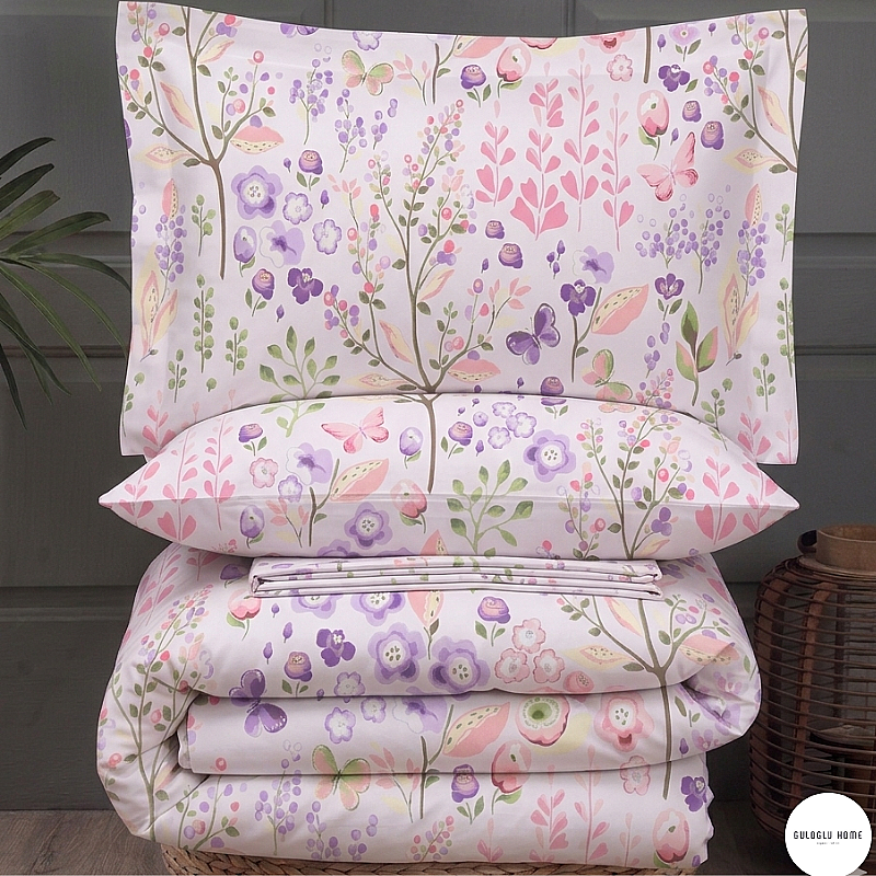 %100 Pamuklu Çift Kişilik Bahar Dalı Nevresim Takımı 200x220 Cm - 4