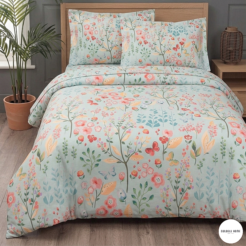 %100 Pamuklu Çift Kişilik Bahar Dalı Nevresim Takımı 200x220 Cm - 8