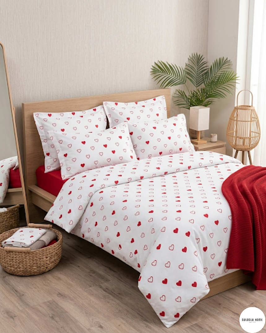 %100 Pamuklu Çift Kişilik Cuore Nevresim Takımı 200x220 Cm - 2