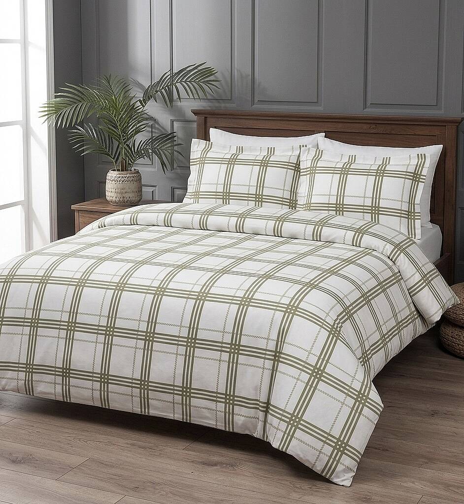 %100 Pamuklu Çift Kişilik Ekose Nevresim Takımı 200x220 Cm - 6