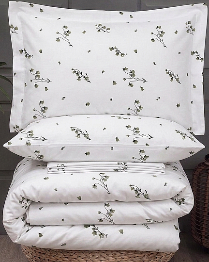 %100 Pamuklu Çift Kişilik Green Flora Nevresim Takımı