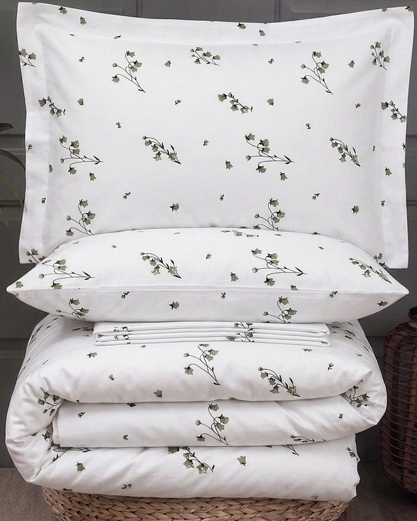 %100 Pamuklu Çift Kişilik Green Flora Nevresim Takımı - 1