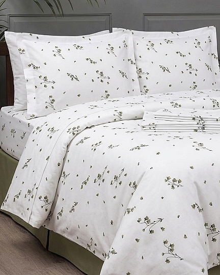 %100 Pamuklu Çift Kişilik Green Flora Nevresim Takımı - 2