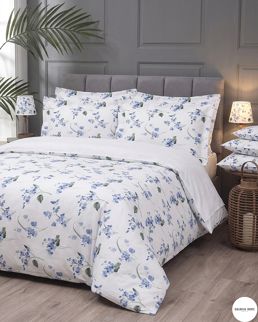 %100 Pamuklu Çift Kişilik Leaf pattern  Nevresim Takımı - 1