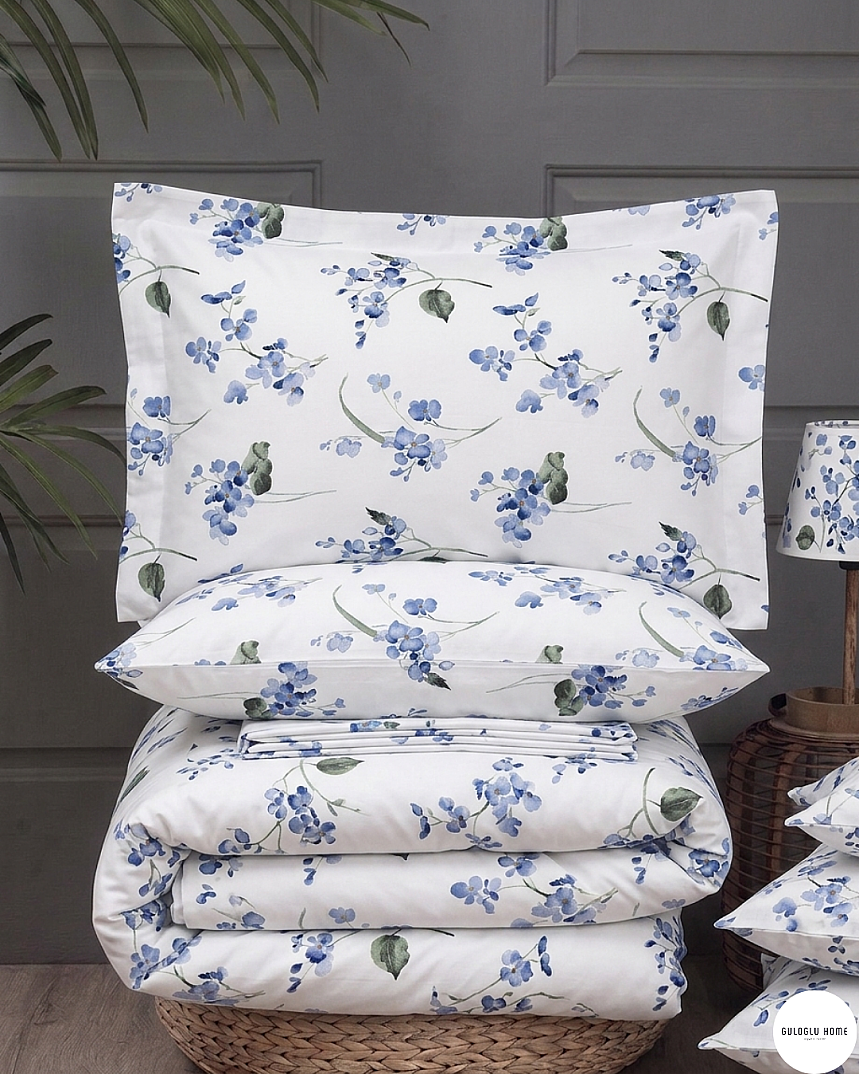 %100 Pamuklu Çift Kişilik Leaf pattern  Nevresim Takımı - 3