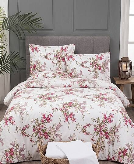 %100 Pamuklu Çift Kişilik Soft Floral Nevresim Takımı 200x220 Cm - 3