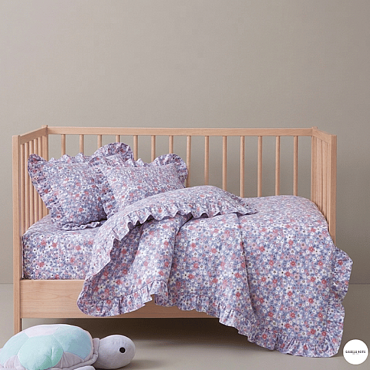 Bright Future Mini Çicekli Fırfırlı Bebek Nevresim Takımı
