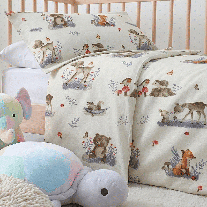 %100 Pamuklu Pazen (Flanel) Bebek Bambi Ceylan Nevresim Seti - 3