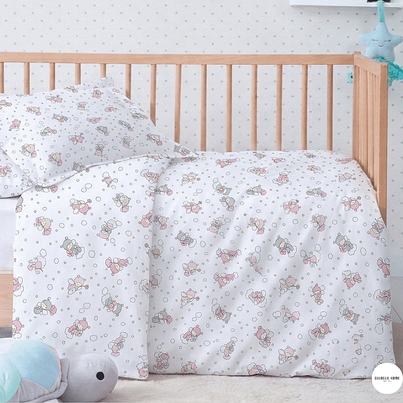 %100 Pamuklu Pazen Bebek (Flanel) Minik Düşler Nevresim Seti - 3