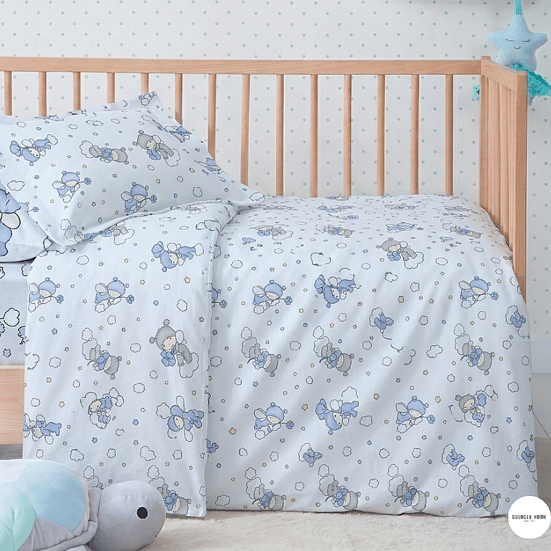 %100 Pamuklu Pazen Bebek (Flanel) Minik Düşler Nevresim Seti - 7