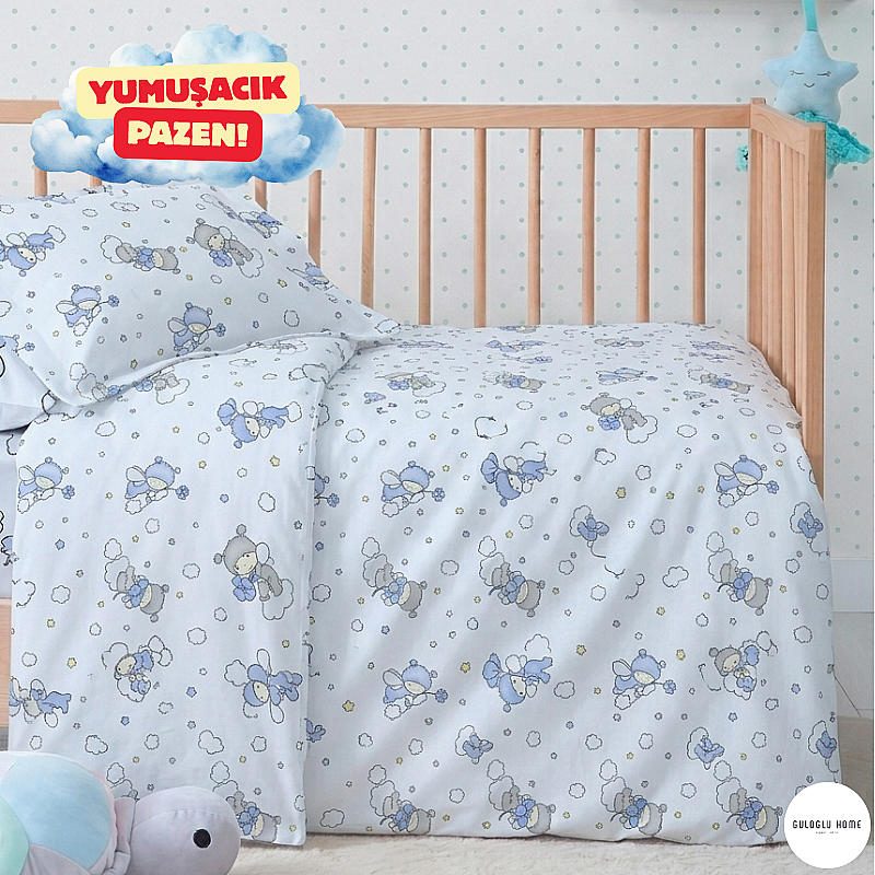 %100 Pamuklu Pazen Bebek (Flanel) Minik Düşler Nevresim Seti - 2