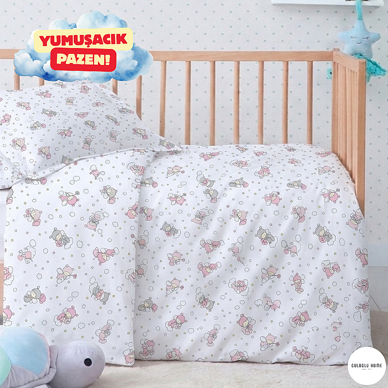 %100 Pamuklu Pazen Bebek (Flanel) Minik Düşler Nevresim Seti - 1