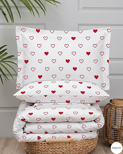 %100 Pamuklu Tek Kişilik Cuore Nevresim Takımı 160x220 Cm
