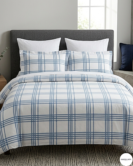 %100 Pamuklu Tek Kişilik Ekose Nevresim Takımı 160x220 - 4