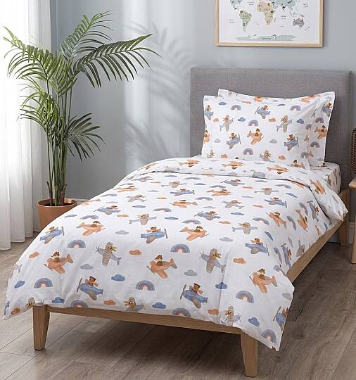 %100 Pamuklu Tek Kişilik Sevimli Pilotlar Nevresim Takımı 160x220 Cm - 2