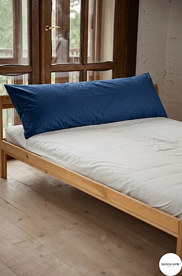 %100 Pamuklu Vücut Sarılma Yastık Kılıfı 50x150 cm Lacivert