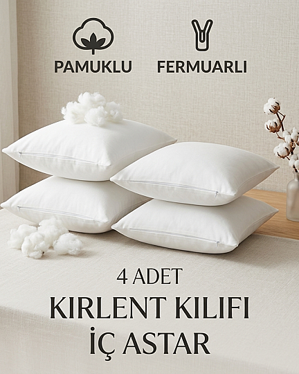 4'lü Paket Beyaz Kırlent İç Kılıfı 45x45 cm - Kırlent Kılıfı İç Astarı - 2