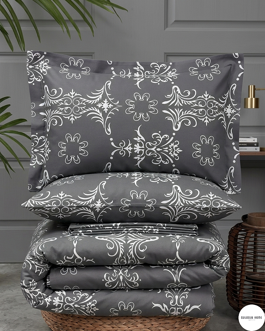 %100 Pamuklu Çift Kişilik Botanica Elegance Nevresim Takımı - 7