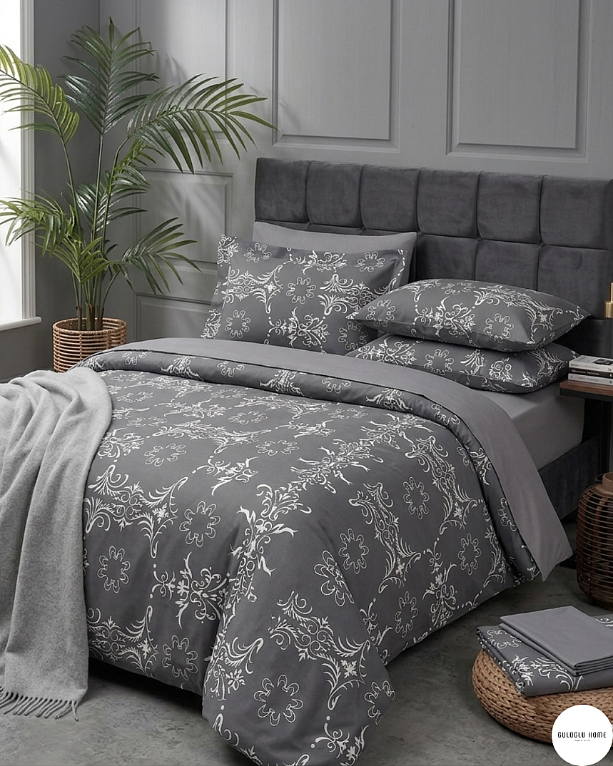 %100 Pamuklu Çift Kişilik Botanica Elegance Nevresim Takımı - 9