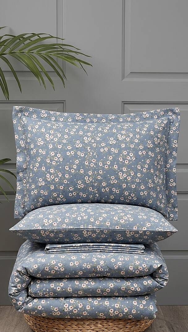 %100 Pamuklu Çift Kişilik Çıtır Çiçek Nevresim Takımı 200x220 Cm - 1