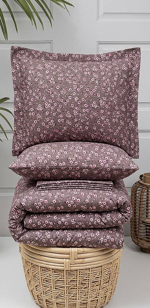 %100 Pamuklu Çift Kişilik Çıtır Çiçek Nevresim Takımı 200x220 Cm - 3