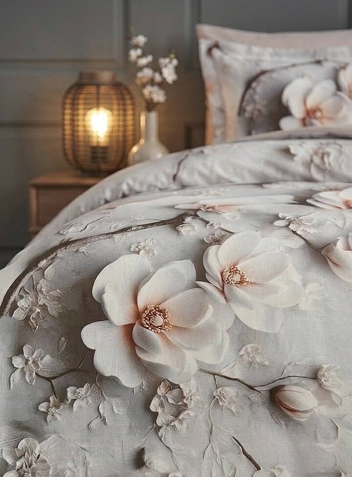 %100 Pamuklu Çift Kişilik Digital Magnolia Nevresim Takımı 200x220 Cm  - 3